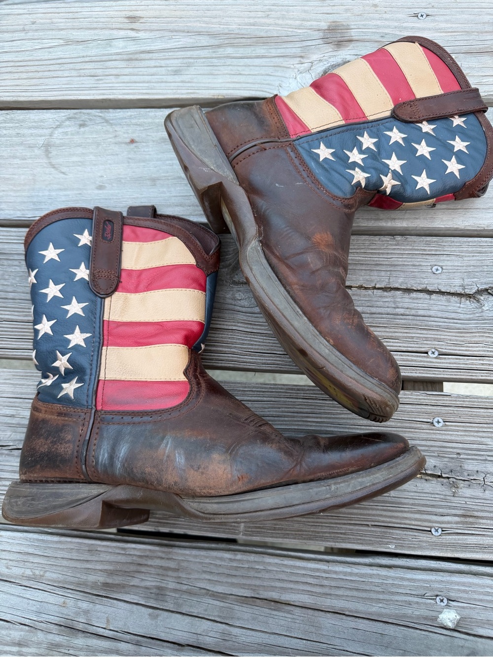 Classic American Flag Men's Western Boots - Brown Leather/12D size